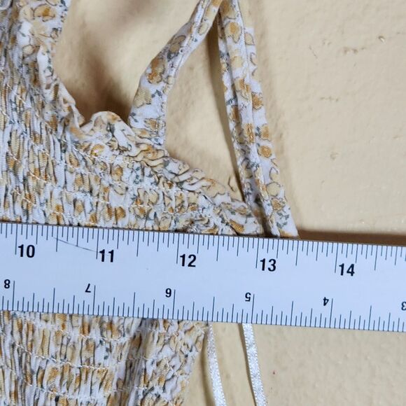 Sincerely Jules Size M Cottagecore  Floral side cutout yellow Tiered‎ Dress Boho - Picture 5 of 7